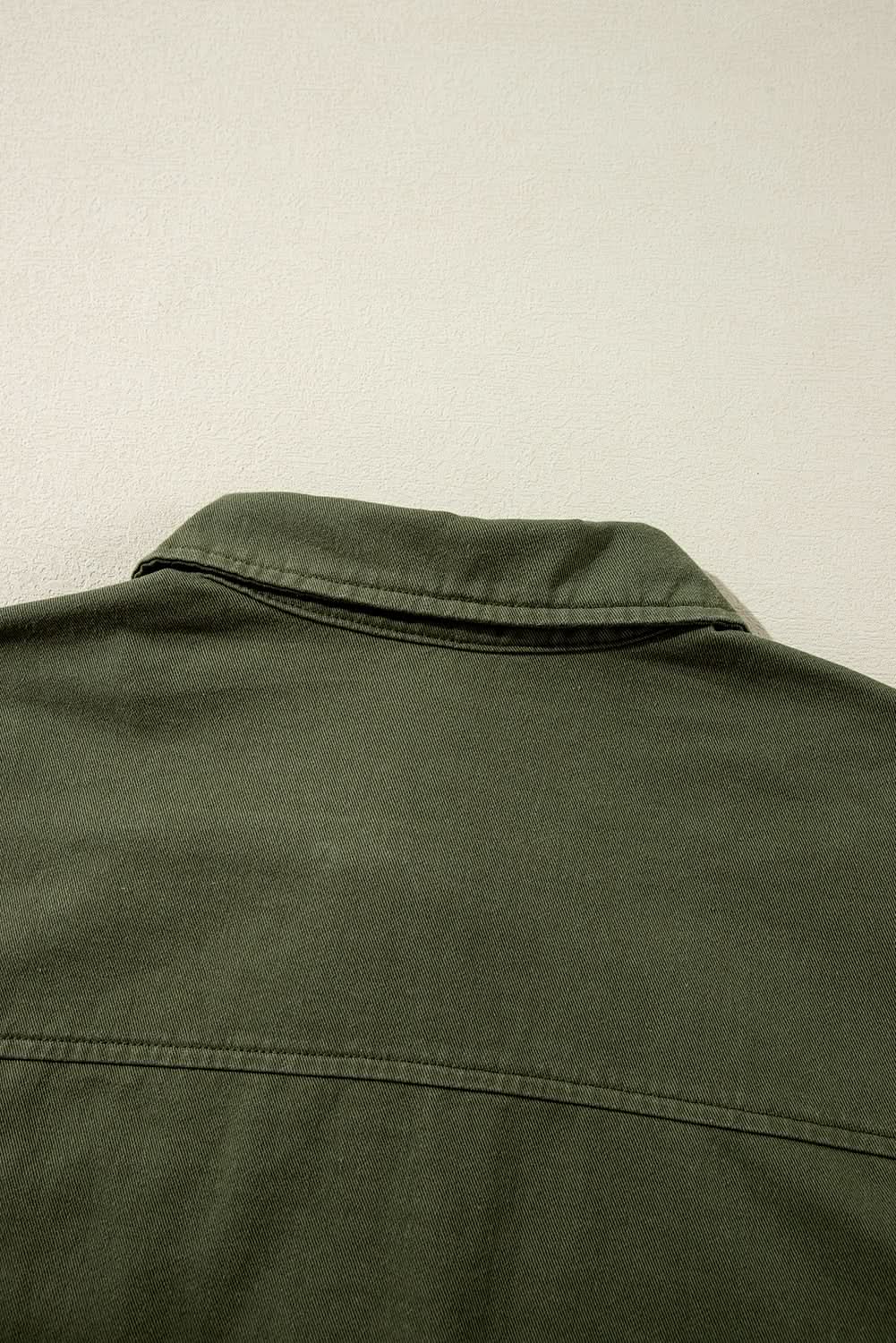 Moss green collared jacket for women - Love Salve